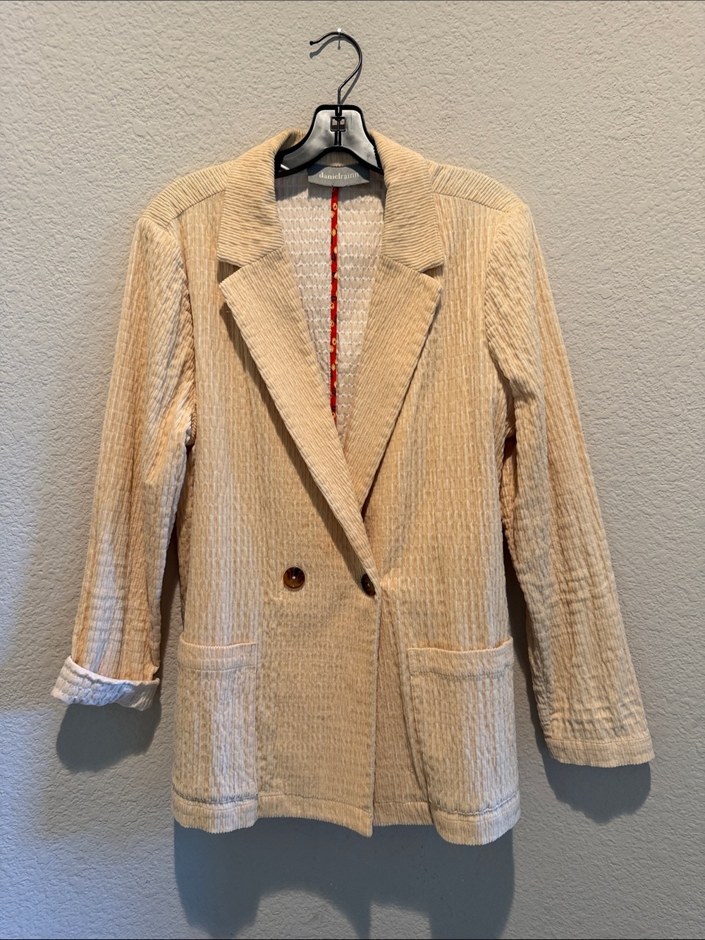 Daniel Rainn Cream Textured Double-Breasted Blazer